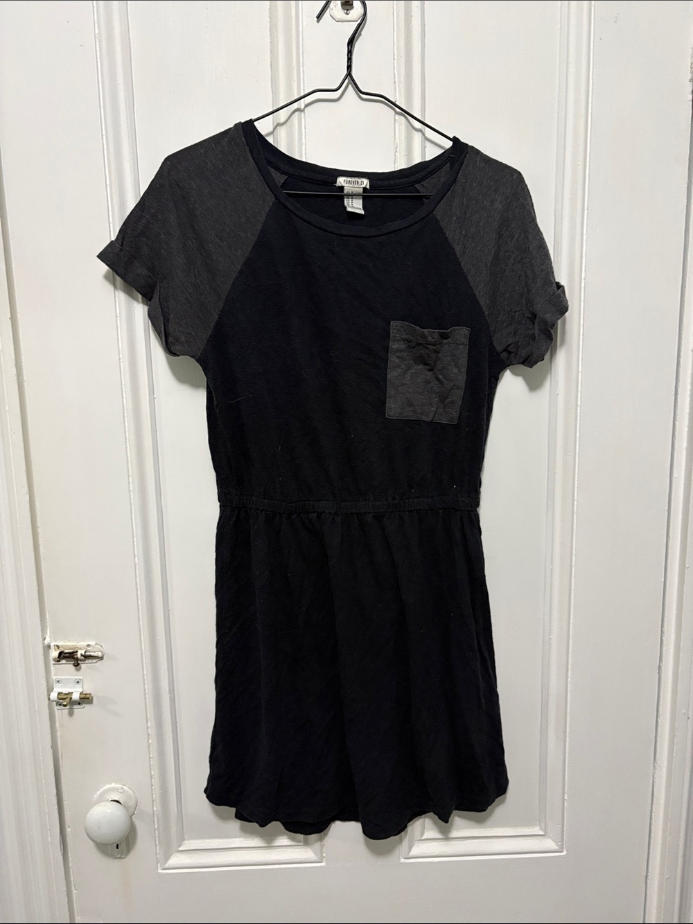 Forever 21 Black Dress with Charcoal Sleeves & Pocket